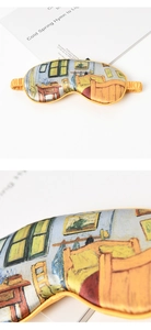 Detailed view of silk sleep mask featuring Van Gogh Bedroom in Arles painting print