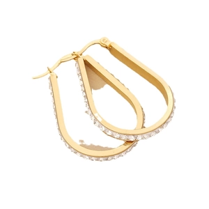 Elegant gold-plated heart drop earrings with shimmering white rhinestones for women