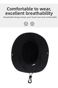 Détail intérieur respirant du chapeau de soleil avec cordon réglable et boucles en métal