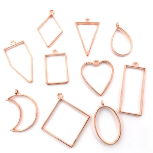 Rose gold geometric hollow metal frame pendants for DIY resin jewelry making