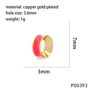 Pink and gold plated copper spacer bead with 3.6mm large hole for DIY jewelry making