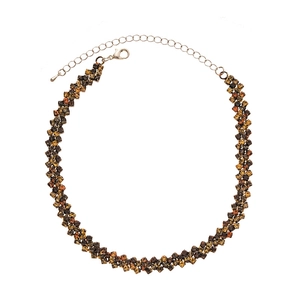 Elegant square amber stone necklace with crystal pave accents and lobster clasp chain