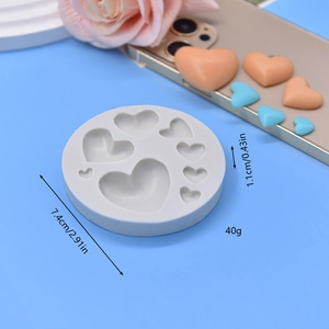 Moule en silicone avec 8 cavités en cœur pour décoration de gâteaux, diamètre 7,4 cm