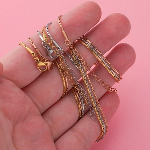 18k gold plated stainless steel cross chain necklaces in gold silver and rose gold