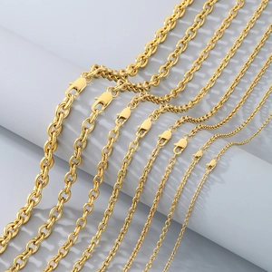 Premium Gold-Edelstahl-Gliederketten in mehreren Größen mit Karabinerverschluss für Herren