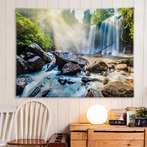 Tenture murale paysage forêt cascade pour décor de salon ou de dortoir