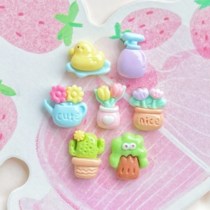 Mini resin flower pot and duck charms for DIY crafts and hair accessories decoration