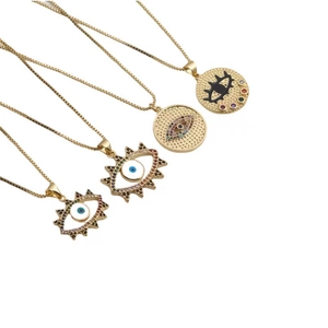 Evil Eye Pendant Necklace Copper Colorful Zircon Gold Plated Fashion Jewelry For Women