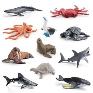 Realistic 11-piece sea animal figurine set including whale shark octopus and turtle