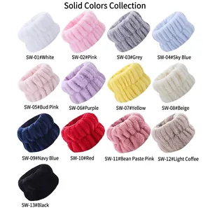 Plush absorbent microfiber wristbands for face washing in 13 various colors