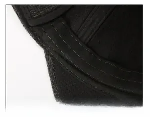 Macro detail of the thickened sweatband and reinforced stitching inside the winter cap