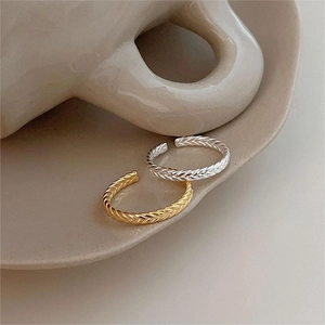 925 sterling silver braided twisted rings in gold and silver finish with open design