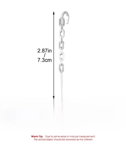 Silver alloy leaf ear cuff with sparkling rhinestones, 7.3cm length detail view