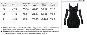 Detailed size chart for velvet party dress including bust waist and hip measurements