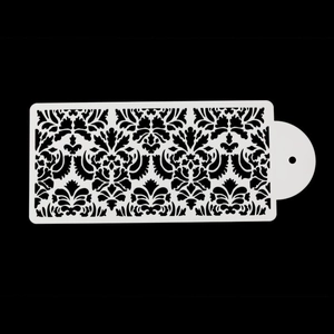 Damascus floral pattern cake stencil with handle for baking decoration and DIY art