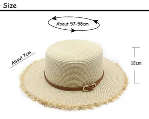 Tableau des tailles détaillé pour chapeau en raphia avec ceinture en cuir pour femmes