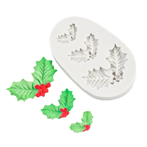 Christmas holly leaf silicone mold for DIY fondant cake decoration and chocolate baking