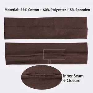 Brown sports headband made of cotton blend fabric with durable inner seam stitching