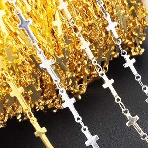 Golden and silver stainless steel cross chains for DIY jewelry making on large spools