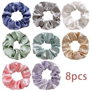 Elastische Haargummis Satin Satinntextur Einfarbig Glänzende Haarbänder Für Damen Mädchen Modeaccessoires
