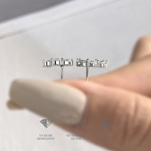 925 sterling silver stud earrings with D color moissanite stones and GRA certificate