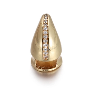 18K gold-plated skull knight bead with zircons for DIY bracelets on white background