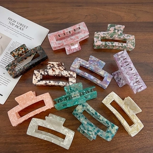 Classic oversized rectangle acetate hair claws in 11 assorted colors and marble patterns