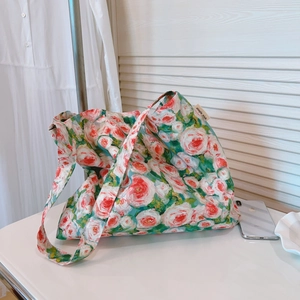 Borsa Tote In Tela Floreale Grande Capacità Stile Pittura Ad Olio Francese Borsa A Tracolla In Cotone Da Donna Casual
