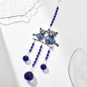 Evil Eye Crystal Suncatcher Wind Chime Owl Moon Flower Tree Of Life Metal Glass Hanging Ornament Garden Home Rainbow Maker