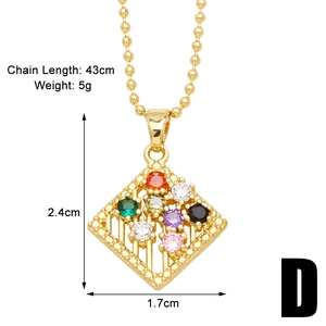 Macro shot of colorful zircon diamond heart pendant with chain length and weight details
