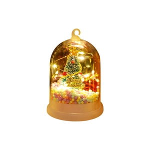 Luminous glass dome Christmas tree ornament with LED lights and snow scene