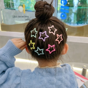 Star Hair Clips Five-Pointed Star BB Snap Hairpins Painted Metal Glitter Polka Dot Colorful Hair Accessories For Kids Girls
