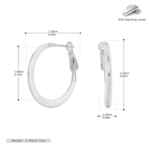 Detailed dimension guide for 925 sterling silver hoop earrings with weight and size info