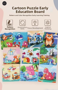 Macro view of 10 wooden peg puzzle themes for toddler cognitive and logic skill training