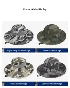 Détails de chapeaux de brousse camouflage avec maille respirante et mentonnière réglable