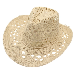 Chapeau De Cowboy Western En Paille Ajouré Respirant À Bord Large Protection Solaire Bohème Jazz Plage Pour Hommes Femmes