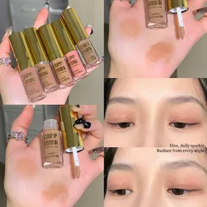 Cappuvini matte and shimmer liquid eyeshadow set in natural earth tones with a brush