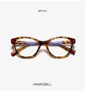 Front view of stylish tortoiseshell anti-blue light glasses with Hawksbill acetate frame