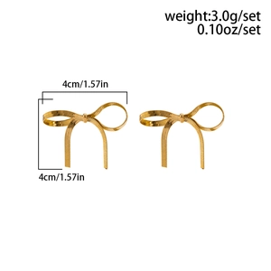 Golden bow earrings size chart showing 4cm dimensions and 3.0g weight details