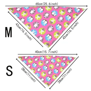 Easter dog bandana size comparison chart with clear dimensions for size S and M