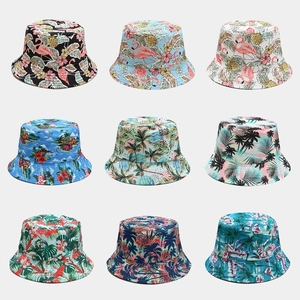 Flamingo Tropical Print Bucket Hat Reversible Foldable Sun Protection Cotton Polyester Outdoor Beach Summer Travel Sun Hat