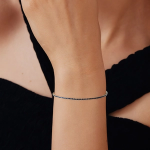 Adjustable 1.5mm blue zircon tennis bracelet in gold plated S925 sterling silver