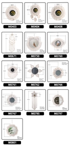 Specification chart for macrame wall mirrors showing dimensions and weights of various models