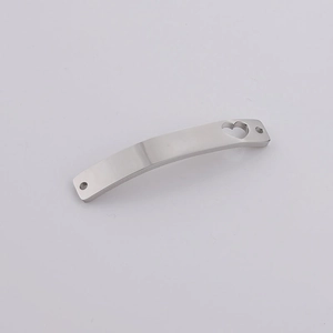 Polished silver curved bar charm with heart cutout and small holes for DIY jewelry