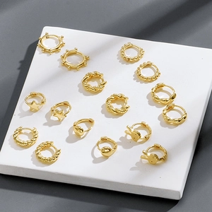 Gold Plated Copper Hoop Earrings For Women Minimalist Geometric Star Bunny Twisted Designs Lightweight
