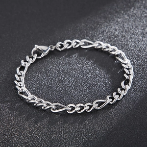 Bracelet chaîne Figaro classique de 6mm en acier inoxydable argenté avec fermoir homard