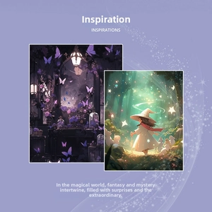 Inspirationskarte mit Vintage-Magie-Thema und mystischen Illustrationen für Schmuckdesign