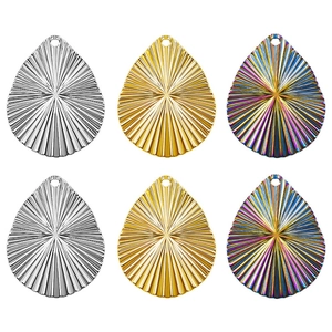 Pendentif Goutte Charme Acier Inoxydable 304 Texture Solaire Radiale Création Bijoux DIY Plaqué Sous Vide Accessoire
