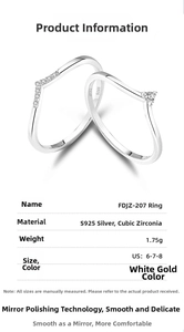 Macro detail of S925 sterling silver V-shape ring and solitaire band with cubic zirconia