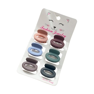 6-piece set of mini matte claw clips in multi-color Morandi tones on a display card